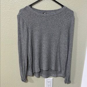 Roxy Gray Crew Neck Sweater Relaxed Fit
